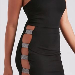 NWT black mini dress sweetheart neck, spaghetti straps, back zipper closure